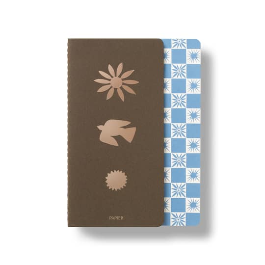 Papier Check & Icons Softcover Stitched & Bound Lined Notebook Set